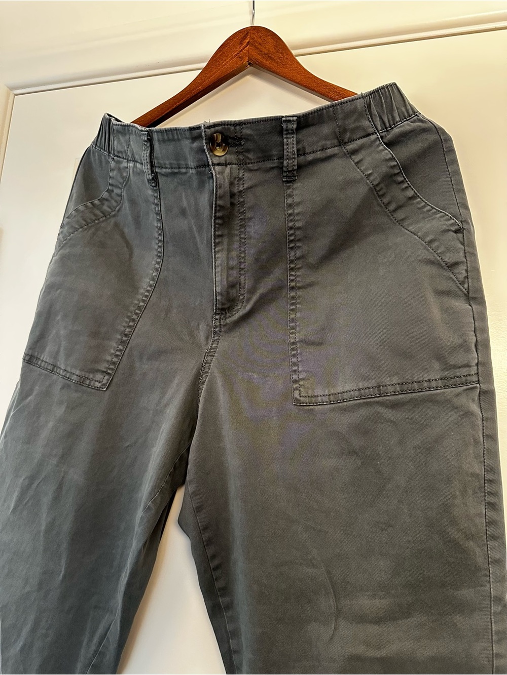 Sonoma Steel Blue Utility Pants Elastic Waist Straight Leg